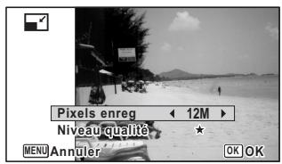 PENTAX OPTIO W90 - Sélectionnez [Pixels enreg] et [Niveau qualité]. - 1