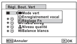 PENTAX OPTIO W90 - Enregistrement de fonctions fréquement utilisées (Réglage Fn) - 1