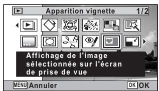 PENTAX OPTIO W90 - Utilisez le bouton de navigation (  ) pour selectionner (Apparition vignette). - 1