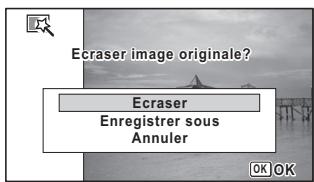 PENTAX OPTIO W90 - Utilisez le bouton de navigation ( ) pour selectionner [Ecraser] ou [Enregistrer sous]. - 1