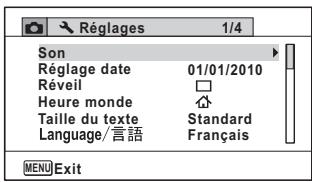 PENTAX OPTIO W90 - - [Réglages] menu 1 - 1