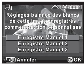 PENTAX K-30 - Appuyez sur le bouton de navigation ( ) pour sélectionner un numéro et appuyez sur le bouton OK. - 1