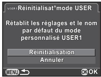 PENTAX K-30 - Appuyez sur le bouton de navigation (▲) pour sélectionner [réinitialisation] puis appuyez sur le bouton OK. - 1