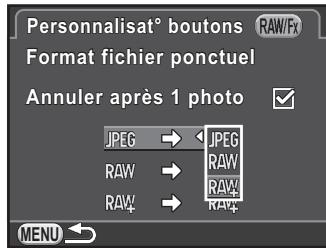 PENTAX K-30 - Choisissez un format de fichier à l'aide du bouton de navigation (▲▼). - 1