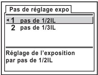 PENTAX K100D SUPER - Changement des pas de réglage de l'exposition - 1