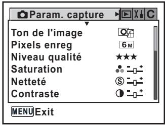 PENTAX K100D SUPER - Pressez le bouton MENU en mode capture. - 2