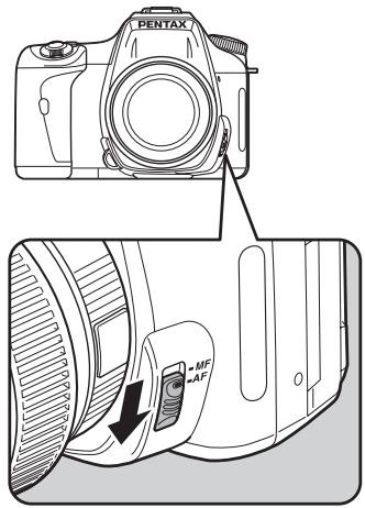 PENTAX K100D SUPER - Réglez le curseur du mode de mise au point sur AF. - 1