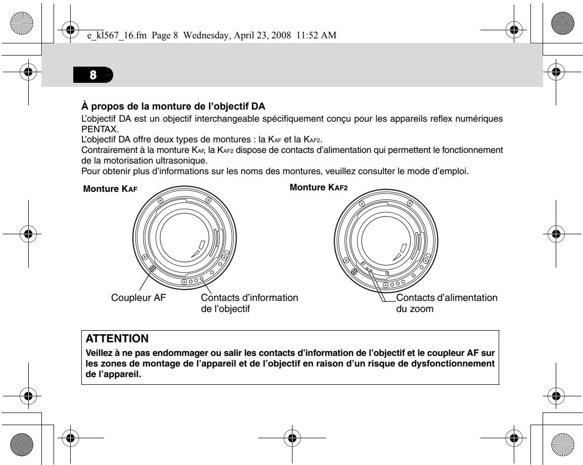 PENTAX OBJECTIFS DA - Remarque : - 5