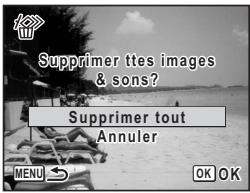 PENTAX OPTIO W30 - Suppression de toutes les images et fichiers son - 2