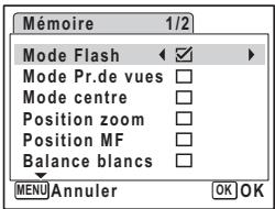 PENTAX OPTIO W30 - Sauvegarde des réglages (mémoire) - 2