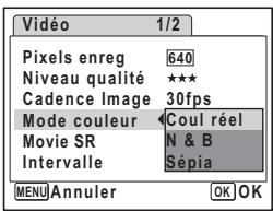 PENTAX OPTIO W30 - Enregistrement de séquences vidéo en noir et blanc ou sépia (mode couleur) - 1