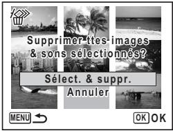 PENTAX OPTIO W30 - Suppression des images et des fichiers son sélectionnés (à partir de l'affichage neuf imagettes) - 3