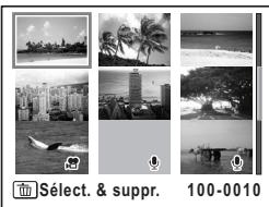 PENTAX OPTIO W30 - Suppression des images et des fichiers son sélectionnés (à partir de l'affichage neuf imagettes) - 2