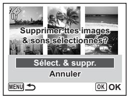 PENTAX OPTIO W60 - Suppression des images et des fichiers son sélectionnés (à partir de l'affichage neuf imagettes) - 3
