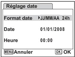 PENTAX OPTIO W60 - Changement de la date et de l'heure - 1
