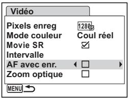 PENTAX OPTIO W60 - Choix de la méthode de mise au point pour l'enregistrement de séquences vidéo - 1