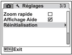 PENTAX OPTIO W60 - Réinitialisation des réglages par défaut (réinitialisation) - 1