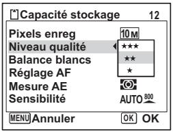 PENTAX OPTIO W60 - Sélection du niveau de qualité - 1