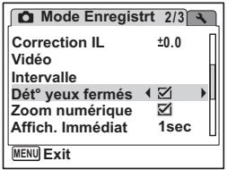 PENTAX OPTIO W60 - Réglage de la détection des yeux fermés - 1