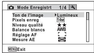 PENTAX OPTIO WG-1,  OPTIO WG3,  WG-10,  WG-3 - Utilisations des menus - 4