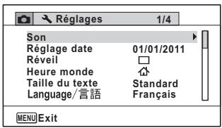 PENTAX OPTIO WG-1,  OPTIO WG3,  WG-10,  WG-3 - Réglages] menu 1 - 1