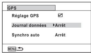 PENTAX OPTIO WG3,  OPTIO WG3-GPS - Utilisez le bouton de navigation ( ) pour selectionner [Journal données]. - 1