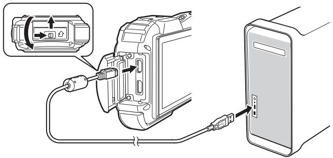 PENTAX OPTIO WG3,  OPTIO WG3-GPS - Connexion de la liaison appareil/ordinateur Macintosh - 1
