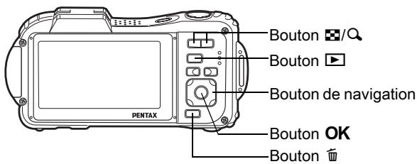 PENTAX OPTIO WG3,  OPTIO WG3-GPS - Suppression d/images et de fichiers son sélectionnés - 2