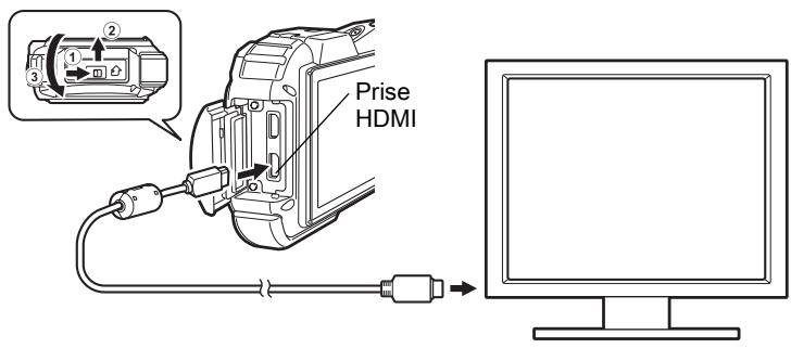 PENTAX OPTIO WG3,  OPTIO WG3-GPS - Branchement de l'appareil à une prise HDMI - 1