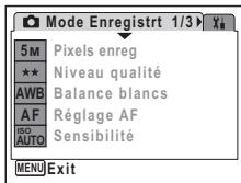 PENTAX OPTIO WP - Réglage à l'aide des menus - 2
