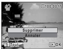 PENTAX OPTIO WP - Suppression d'une seule image ou de fichiers son - 2