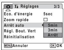 PENTAX OPTIO WP - Réglage de la mise hors tension automatique - 1