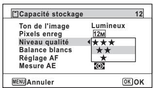 PENTAX W90 - Appuyez sur le bouton de navigation () un menu déroulant apparait. - 1