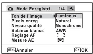 PENTAX W90 - Réglage du ton de l'image - 1