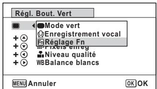 PENTAX W90 - Enregistrement de fonctions fréquemment utilisées (réglage fn) - 2