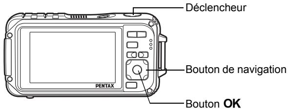 PENTAX W90 - Prise de vue à l'aide de la télécommande (en option) - 1