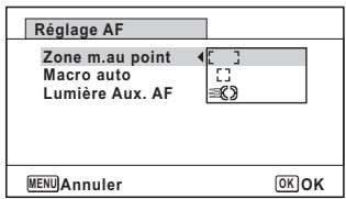 PENTAX W90 - Modification de la zone de mise au point (zone AF) - 1