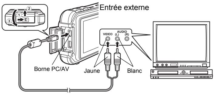 PENTAX W90 - Branchement de l'appareil sur un connecteur IN video - 1