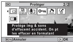 PENTAX W90 - Protection des images et des fichiers son contre la suppression (protéger) - 1
