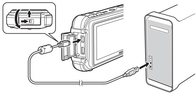 PENTAX W90 - Connexion de la liaison appareil/ordinateur macintosh - 1