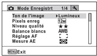 PENTAX W90 - Menu [mode enregistr] - 1