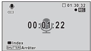 01:30:32 REC 00:01:22 Index SHUTTER Arrêter