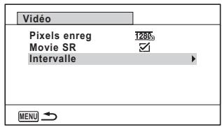 Vidéo Pixels enreg 1285 Movie SR ✓ Intervalle ► MENU →