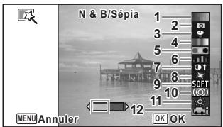 N & B/Sépia 1 2 3 4 5 6 7 8 9 10 SOFT 11 12 OK OK MENU Annuler