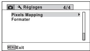 Régages 4/4 Pixels Mapping Formater MENU Exit