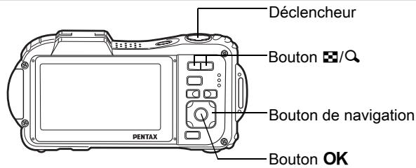 Déclencheur Bouton /Q Bouton de navigation Bouton OK PENTAX