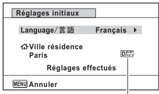 Réglages initiaux Language/言語 Français ► Ville résidence Paris Réglages effectués MENU Annuler