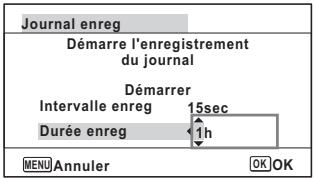 PENTAX OPTIO WG3-GPS - Enregistrer un journal selon un intervalle et une durée prédéfinis - 4