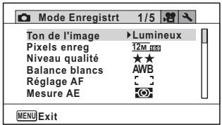 PENTAX OPTIO WG3-GPS - - Menu 1 [Mode Enregistrt] - 1