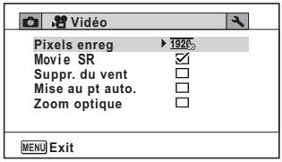 PENTAX OPTIO WG3-GPS - - Menu [ˌVidéo] - 1